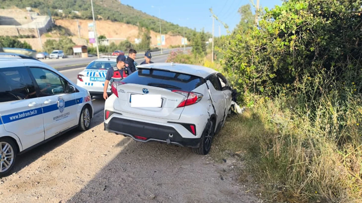 Trafik tabelasına böyle çarpıp devrildi!